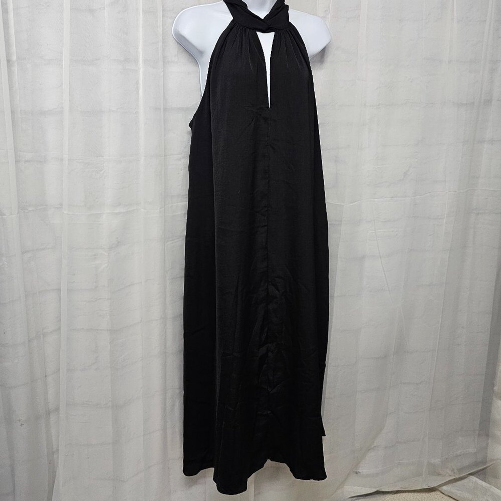 Banana Republic Dress Black Shift Midi Whimsigoth Minimalist Choker L NWT - Picture 4 of 11